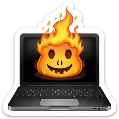 burning laptop sticker