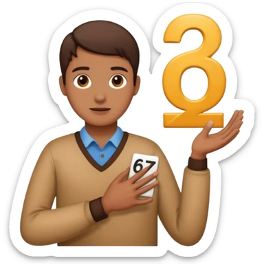 Head with hands holding  6 and 7 sticker