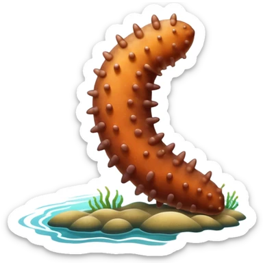 A sea cucumber slowly moves along the ocean floor, its soft, segmented body blending with the surroundings. sticker