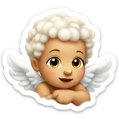 Cherub baby sitting on soft pink cloud sticker