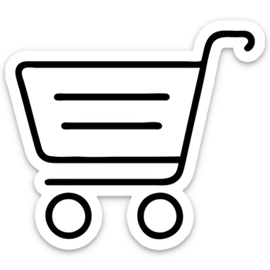 Shopping cart icon with wheels and handle sticker