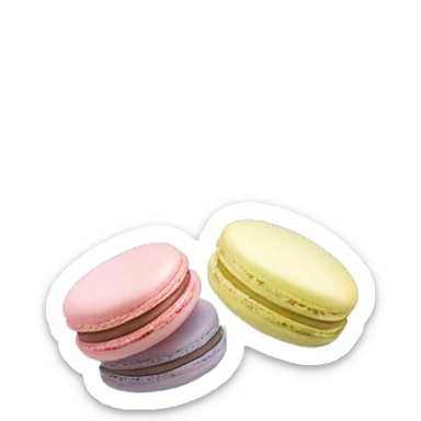 Realistic transparent plastic box with a tiffany blue ribbon and bow around the box and pastel macarons inside of it. sticker