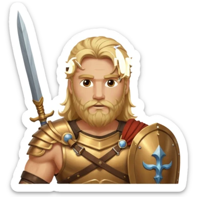 ancient greek warrior with long blonde hair and beard sticker