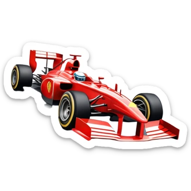 An icon showing a Formula 1 car racing down a track, with speed lines trailing behind. The design captures the intensity of high-speed racing, with sharp curves and bright track lights in the background. Transparent background highlights the action and excitement of racing. sticker
