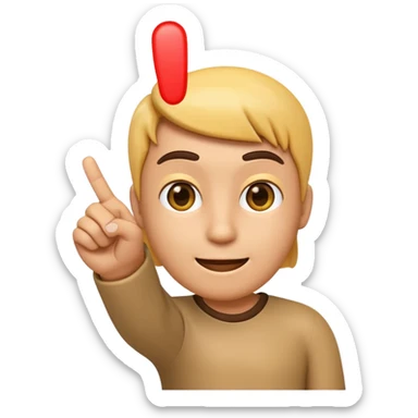 Please create a 3D emoji that shows the number 1 using fingers.Index finger pointing up I’d like it to resemble the iPhone emoji style!" sticker