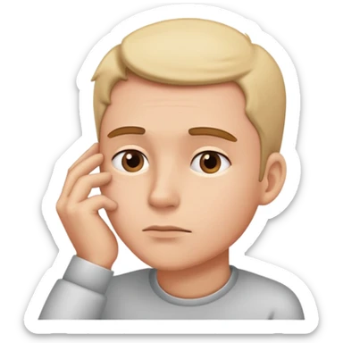 person thinking deeply with hand on chin sticker