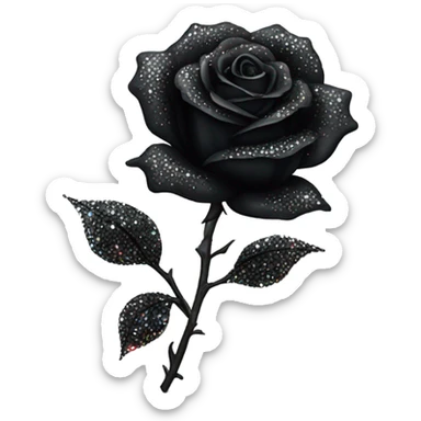 Black rose with crystals sticker
