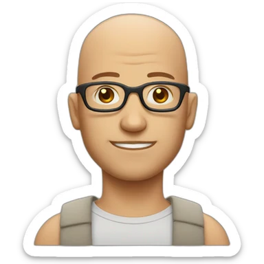 bald men with glasses whose skin is a bit red sticker