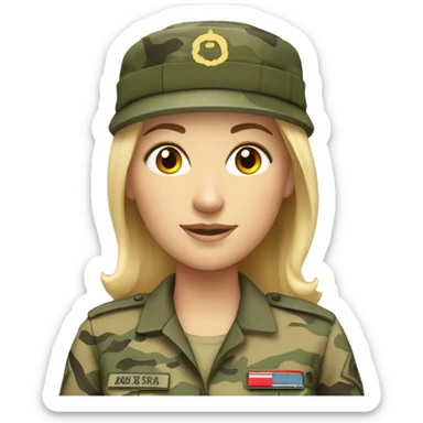 White Woman in camo military uniform  sticker