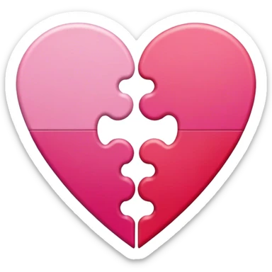 Two puzzle pieces that form a heart shape sticker