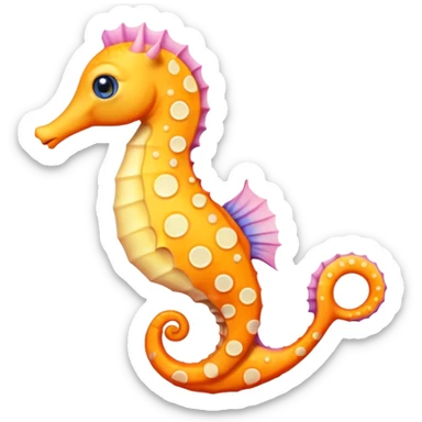 olorful cartoon-style seahorse. 🪸

It’s primarily orange with yellow and white spots along its body. The seahorse has a large blue eye, a curled tail, and a pinkish fin on its back. Its design is cute and stylized—similar to what you’d find in children’s illustrations, stickers, or emoji-like art sticker