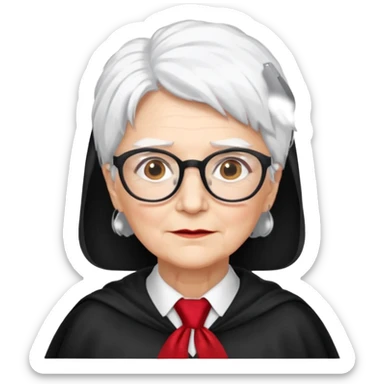 An older woman with glasses and white hair, in a red tie and black cape (might resemble Professor McGonagall). sticker