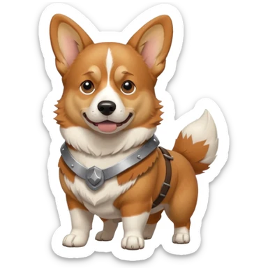 Fearsome corgi in battle sticker