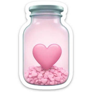 pastel pink heart inside a glass jar sticker