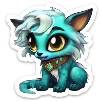 Cool cute Kawaii edgy fantasy shiny chibi animal creature fursona Fionbri vernid by griffsnuff & LiLaiRa & Falvie full bodyal sticker