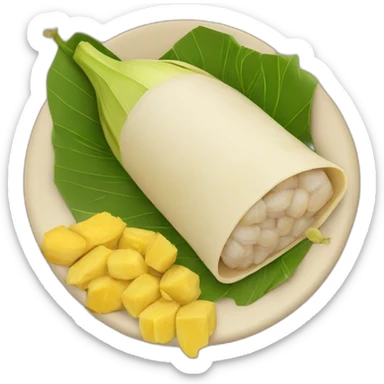 tamal de colombia con hojas de platano y arros amrilla sticker