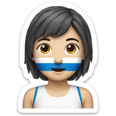 girl swimmer with Estonian flag sticker