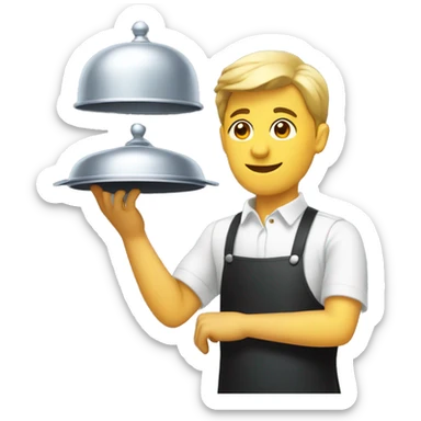waiter holding cloche  sticker