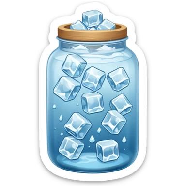 SLIM ICE JAR WITH LOTS OF ICE WITHOUT CAP ON sticker