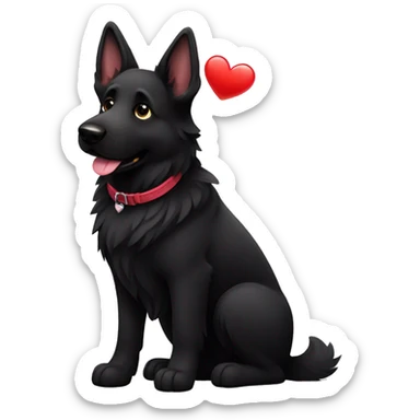 Black German shepherd dog in love  sticker