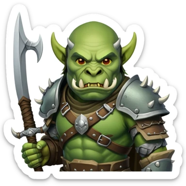 orc warrior with tusks and armor sticker