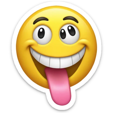 a smiley face that twirls its tongue around its mouth and twirls something in its hand sticker