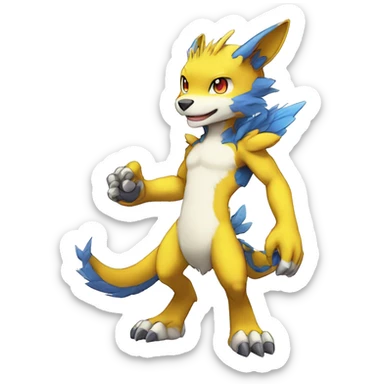 Cute cool anthro Digimon-Pokémon-animal full body sticker