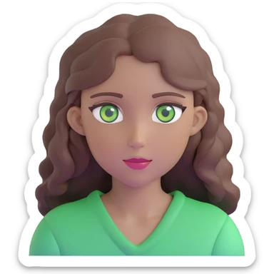 girl with green eyes and slightly wavy brown hair sticker