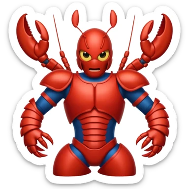 a lobster dressed as a superhero 🦞in the style of this lobster emoji sticker