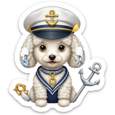 poodle with an anchor sticker