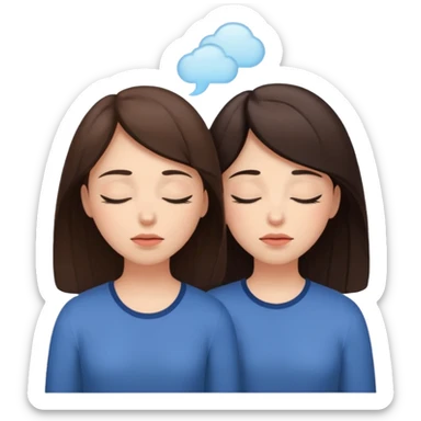 two brunetts breathing like doing yoga or meditating sticker