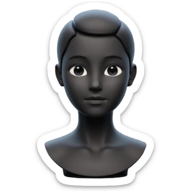 minimalist 3d avatar, stylized human bust, no hairstyle, distinctive facial features, smooth matte plastic texture, soft cinematic lighting, subtle rim light, clay render style, modern digital illustration, octane render. black, completely monochrome, matte sticker