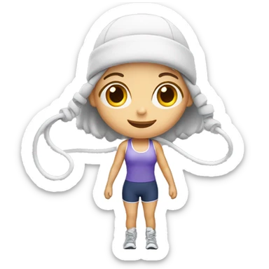 white gym girl with a skipping rope over her head sticker