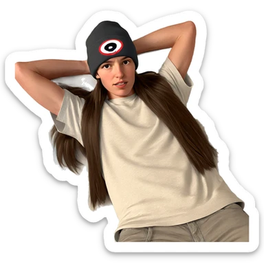 cool guy in beanie laying sticker