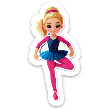  dancer-gymnast with blonde hair in pink tights  (kids) sticker