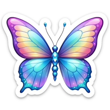 Shiny Glossy Glittery Sparkly Pastel Gradient Hue Iridescent Crystal Butterfly sticker