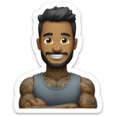 tattooed man smiling with arms crossed sticker