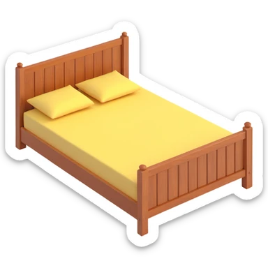 Remove the background to make the wooden bed have a transparent background, keeping all details intact in 3D emoji style. sticker
