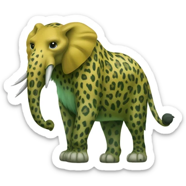 Mamut verde con un leopardo azul y un terodactilo amarillo  sticker