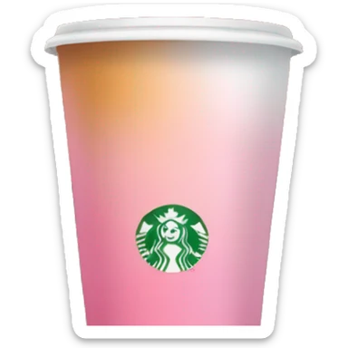girl with brown and blonde ombré long curly hair holding Pink starbucks refresher sticker