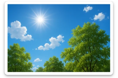 A sunny day with trees, sky, and clouds sticker