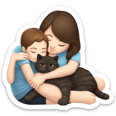 Scottish fold dark brown kitty sleeping on brunette white girl's lap sticker