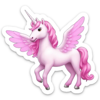 pink unicorn with wings sticker