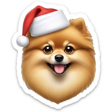 Pomeranian with Santa hat sticker