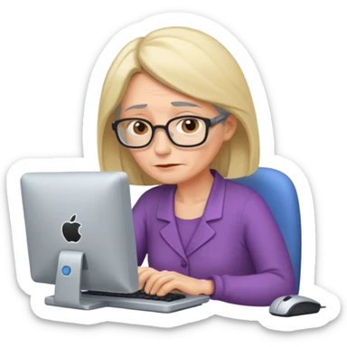 A 55-year-old woman really tired while she is working sticker