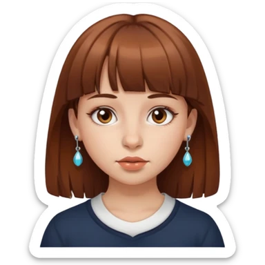 i want an emoji of a girl, with brown bangs for hair and a piercing on her nose sticker
