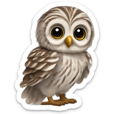 Baby Barred owl with fuzzy feathers with wide adorable eyes sticker