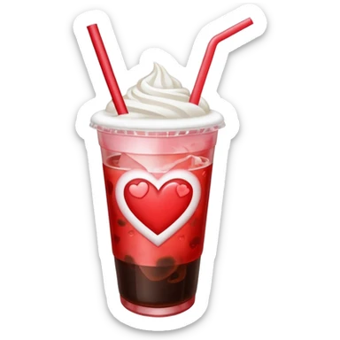 Valentine’s Day themed iced americano with one straw sticker