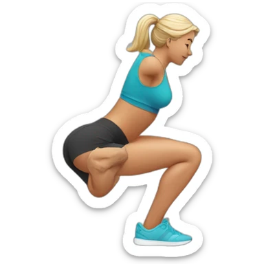  woman doing squats whith only leg sticker