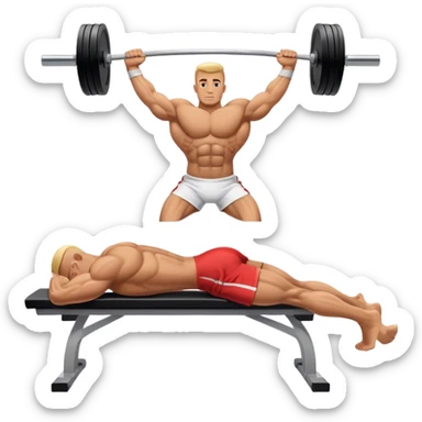 side-view bodybuilder lying down barbell glute-bridges sticker